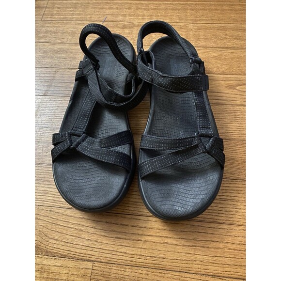 Sketchers Womens ON THE GO AIR COOLED GOGA MAT Black Athletic Sandals Sz 9 EUC - Picture 1 of 7